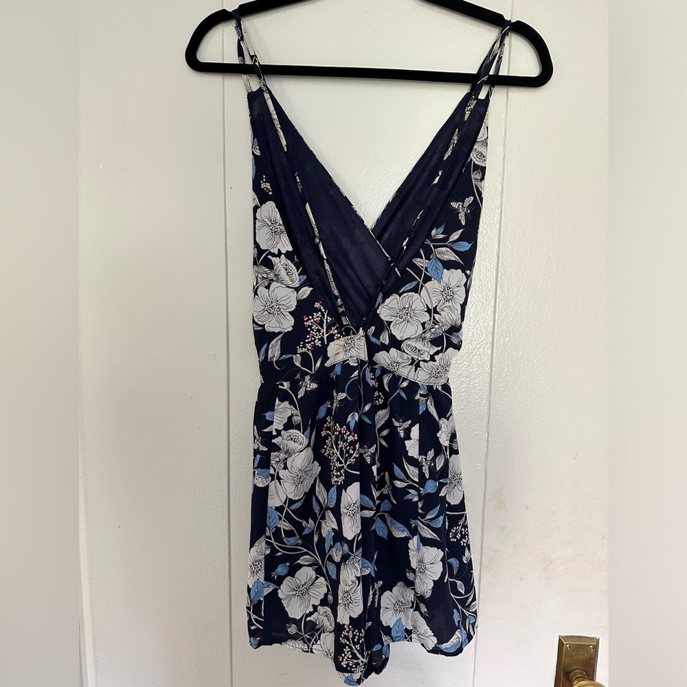 Navy Open Back Pattern Romper - image 4